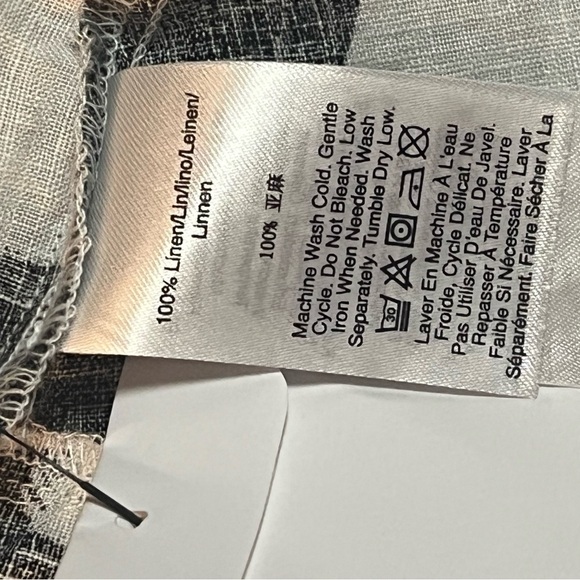 DKNY PURE Linen Printed Cap Sleeve Dress Sz 14 Swing Black & White - Picture 6 of 8